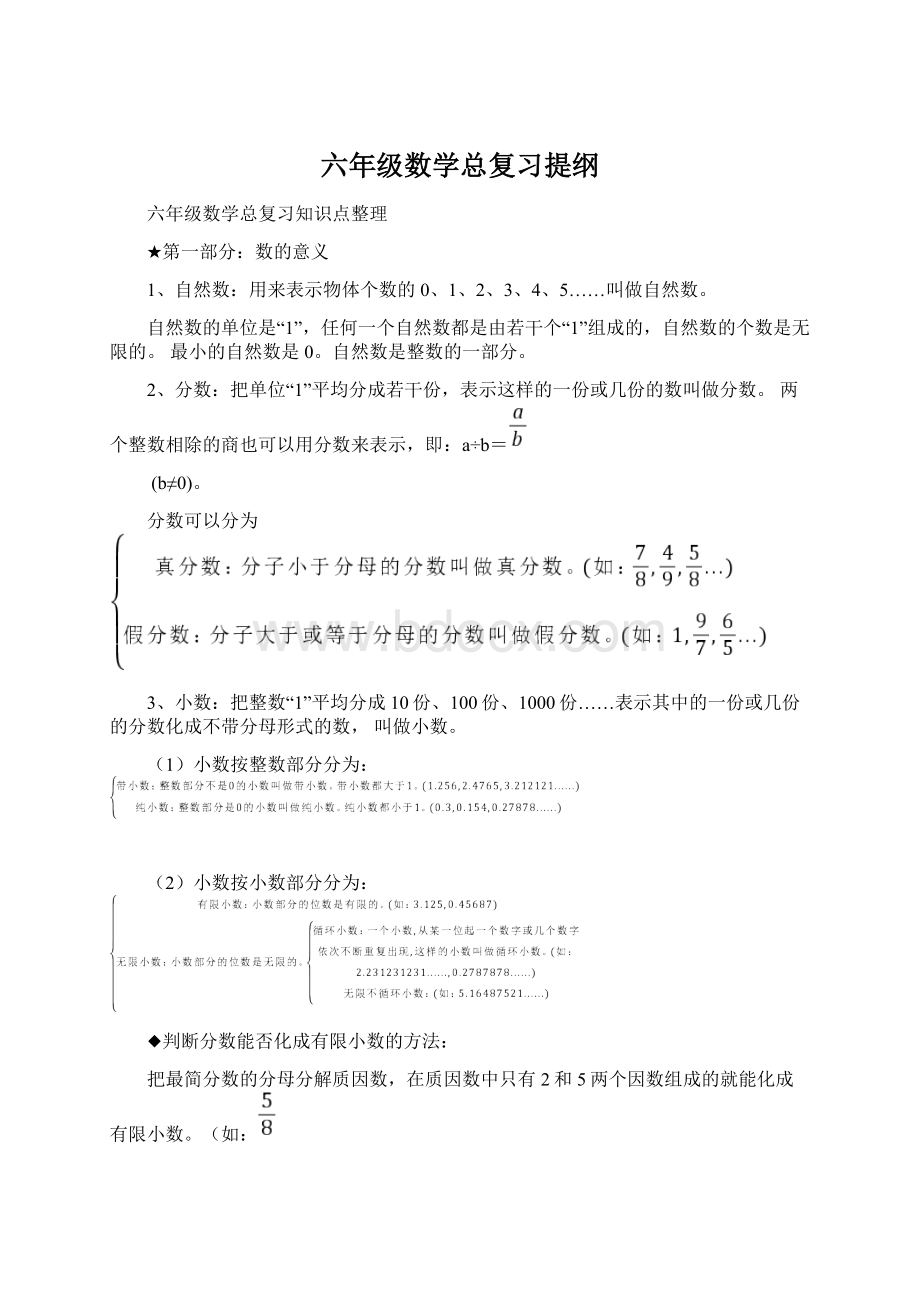 六年级数学总复习提纲Word文档格式.docx