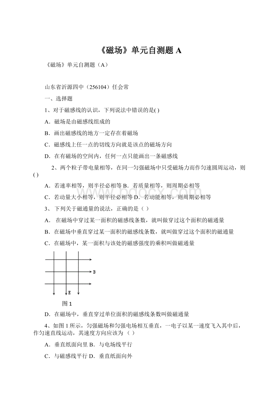 《磁场》单元自测题A文档格式.docx_第1页