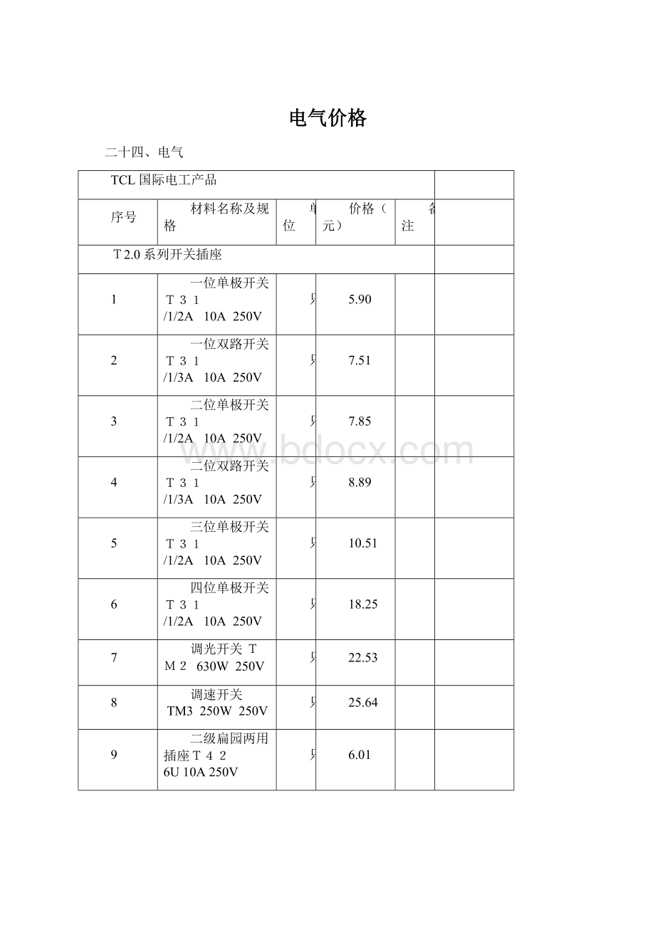 电气价格.docx