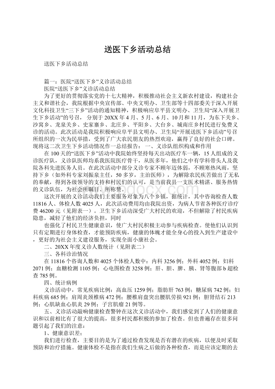 送医下乡活动总结Word文档格式.docx