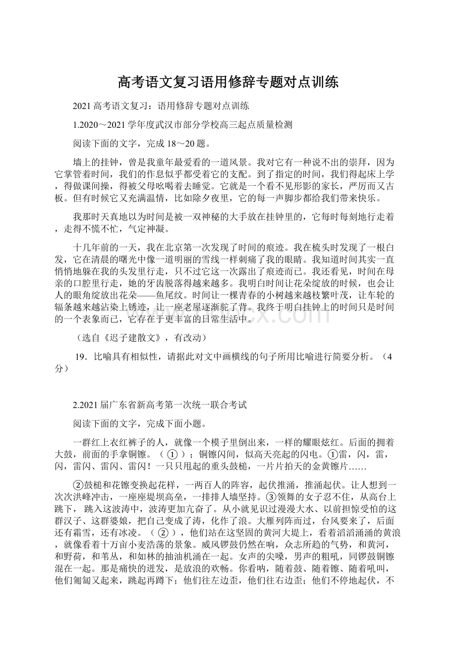 高考语文复习语用修辞专题对点训练.docx