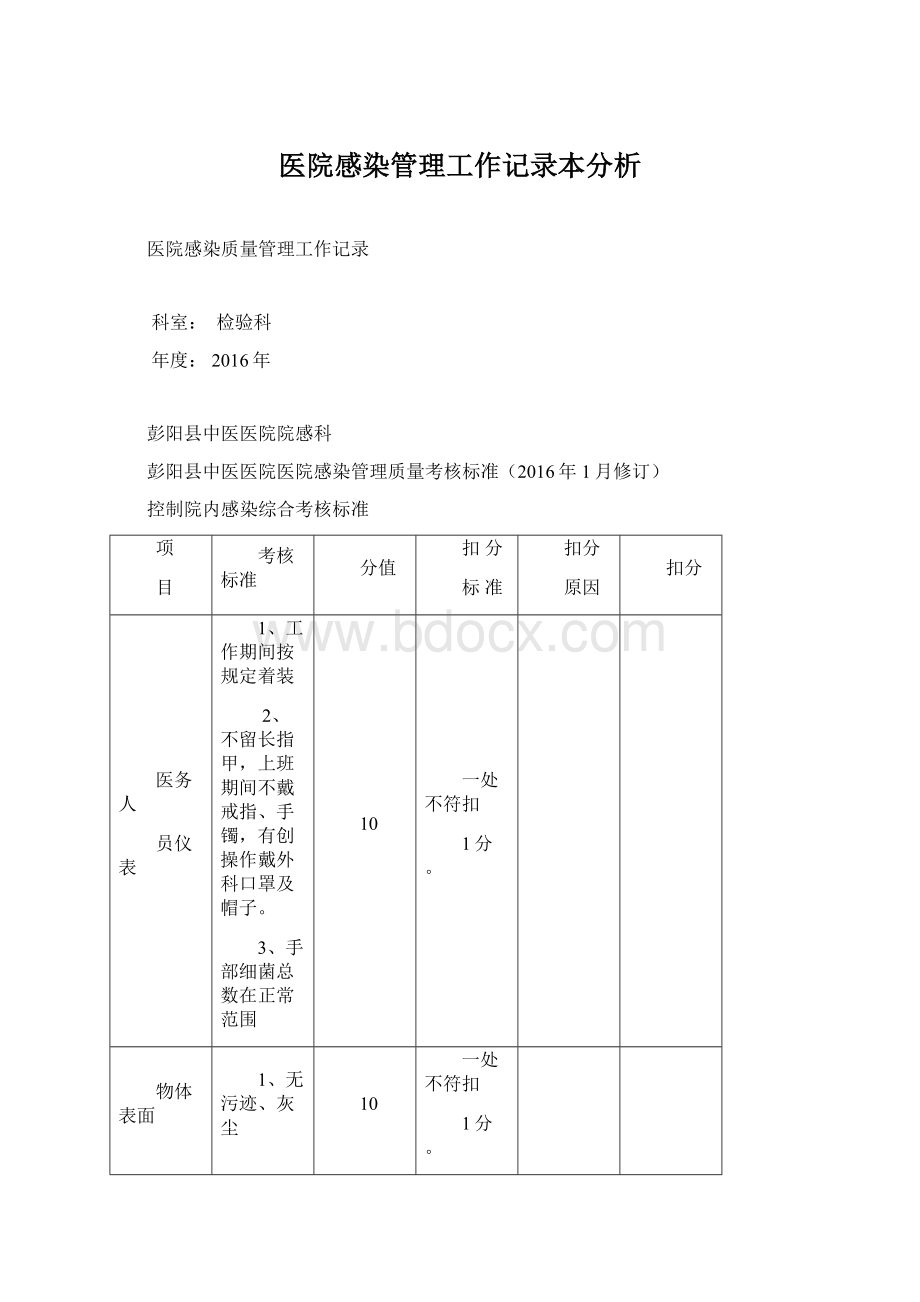 医院感染管理工作记录本分析.docx