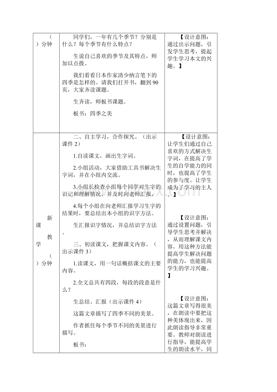 部编五年级上册语文 四季之美 两个课时优质课教学设计 教案+课后练习题+备课资料+课后反思.docx_第2页