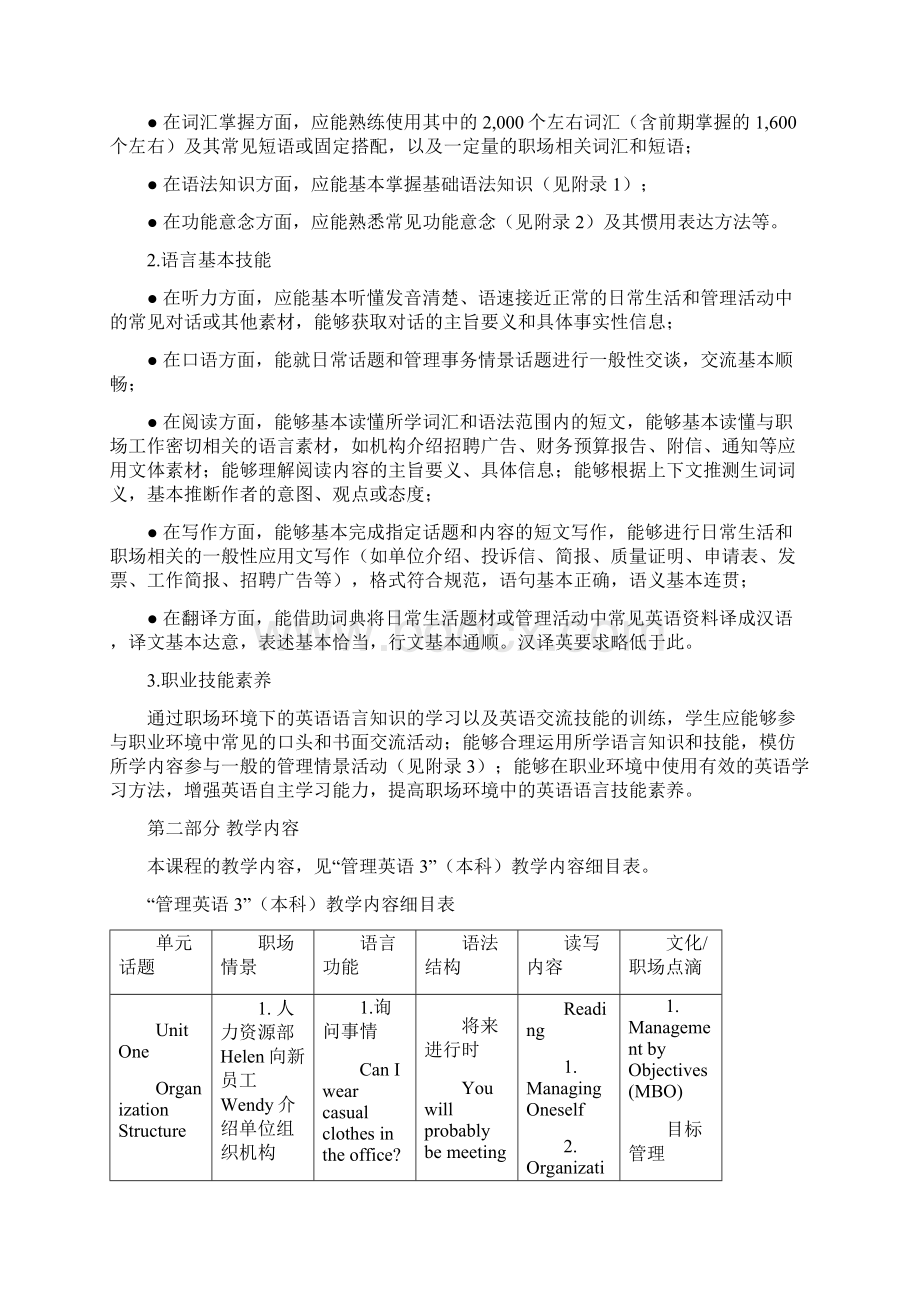 电大管理英语3教学大纲0314.docx_第2页