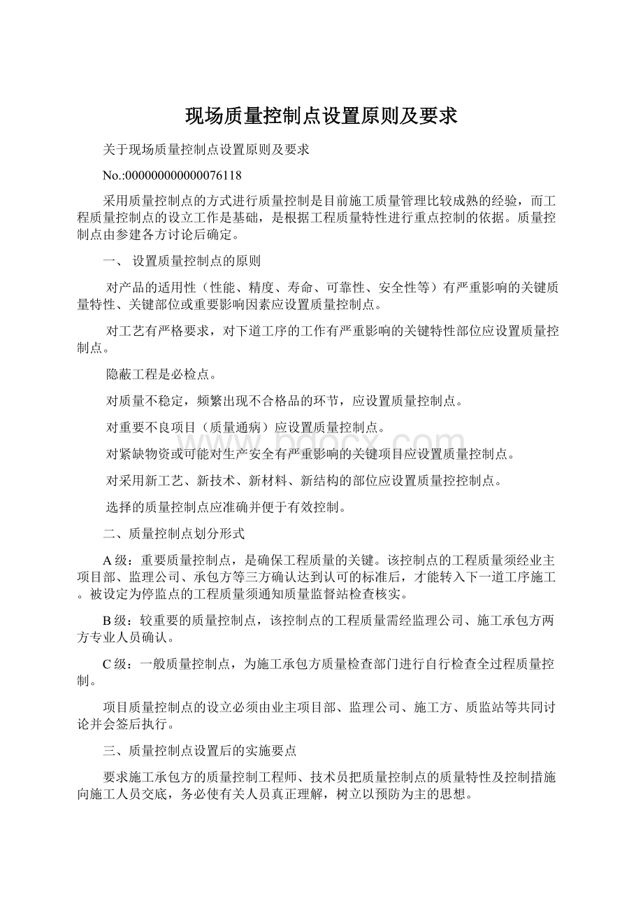 现场质量控制点设置原则及要求.docx_第1页