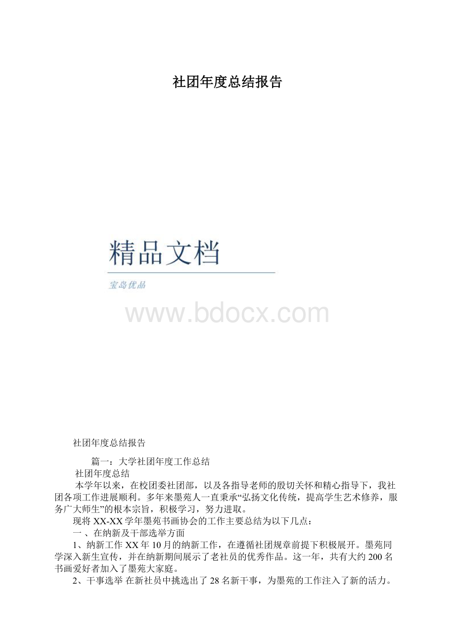 社团年度总结报告Word文档格式.docx