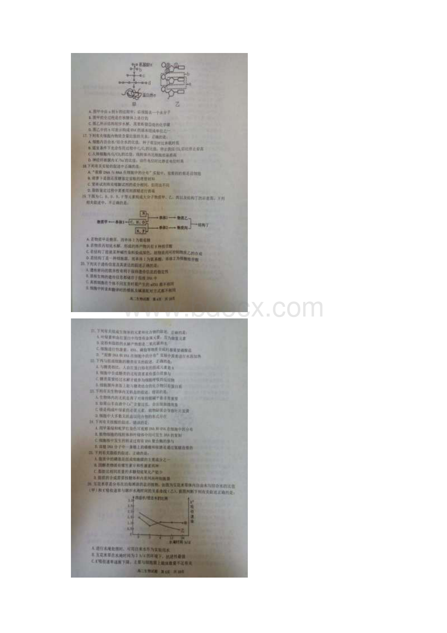 学年山东省临沂市沂南县高二下学期期中考试生物试题 扫描版.docx_第3页