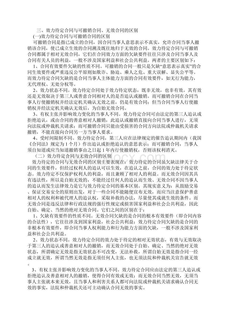 合同法比较效力未定合同可撤销合同无效合同的区别1.docx_第3页