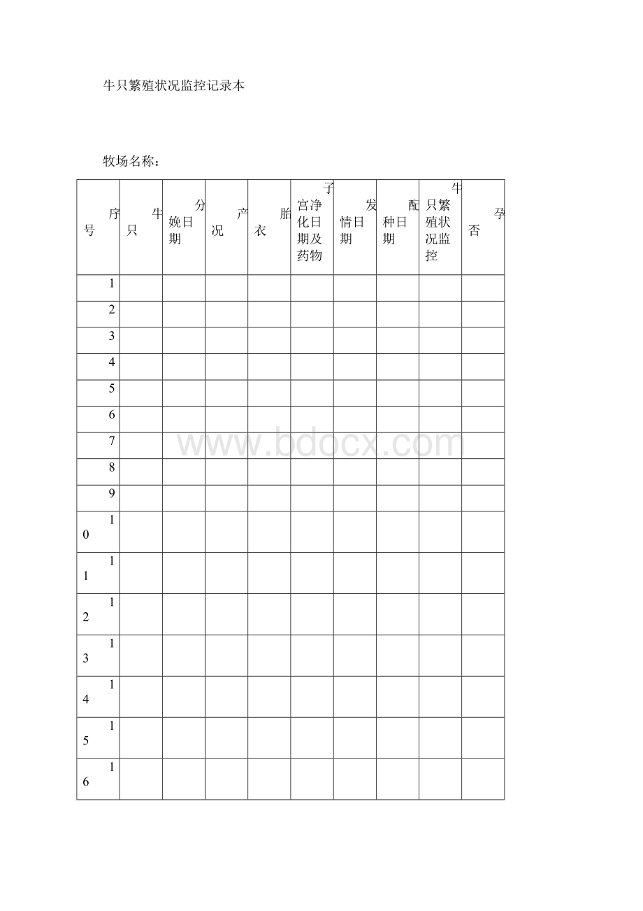 奶牛场各种记录本样式繁殖部分表格.docx_第3页