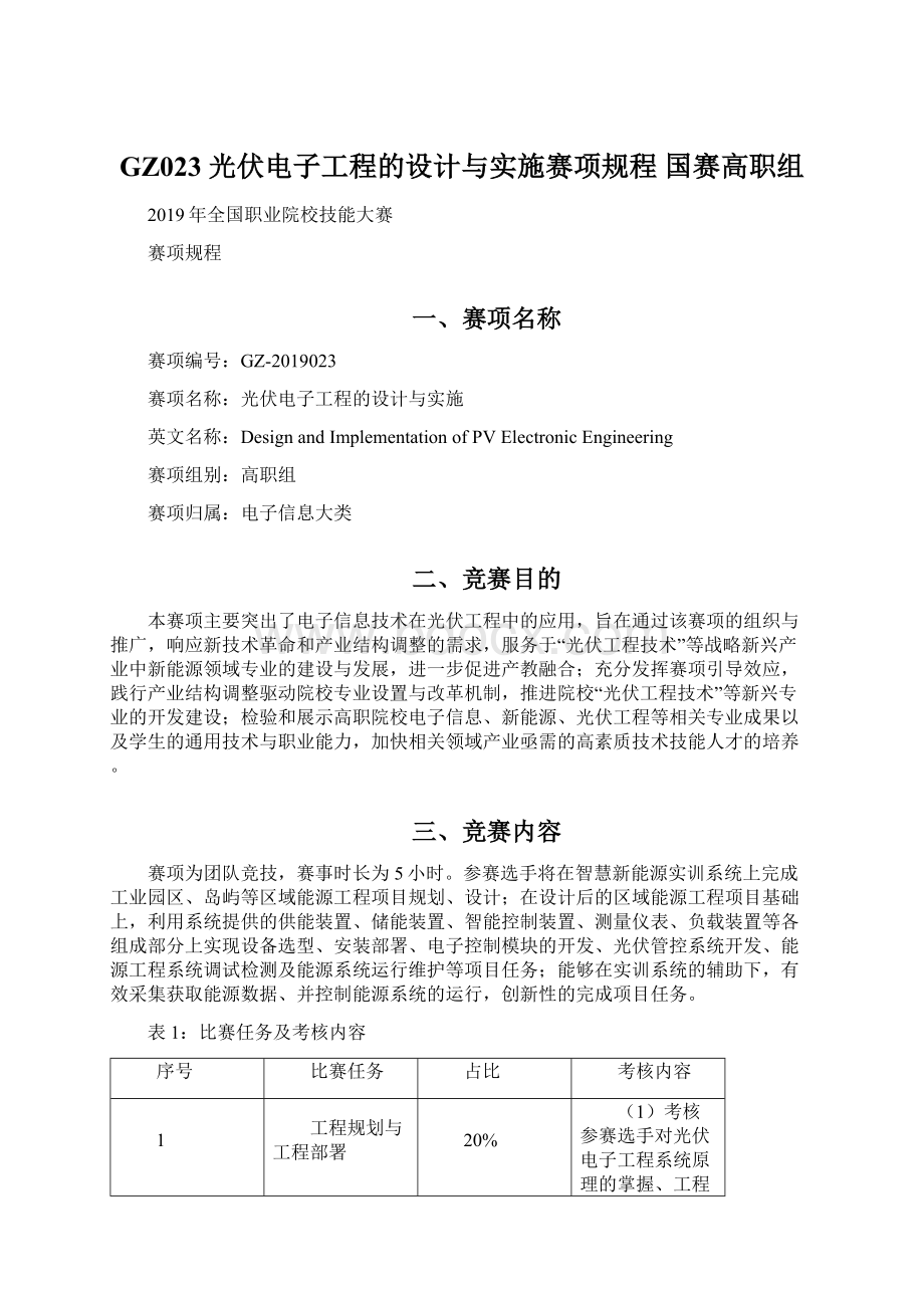 GZ023 光伏电子工程的设计与实施赛项规程 国赛高职组.docx_第1页