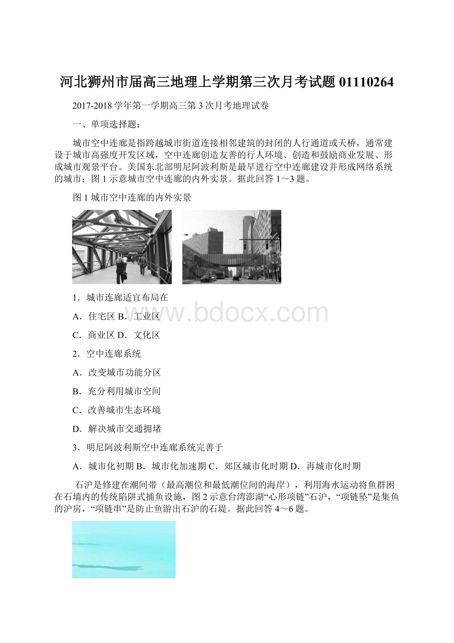 河北狮州市届高三地理上学期第三次月考试题01110264Word文件下载.docx