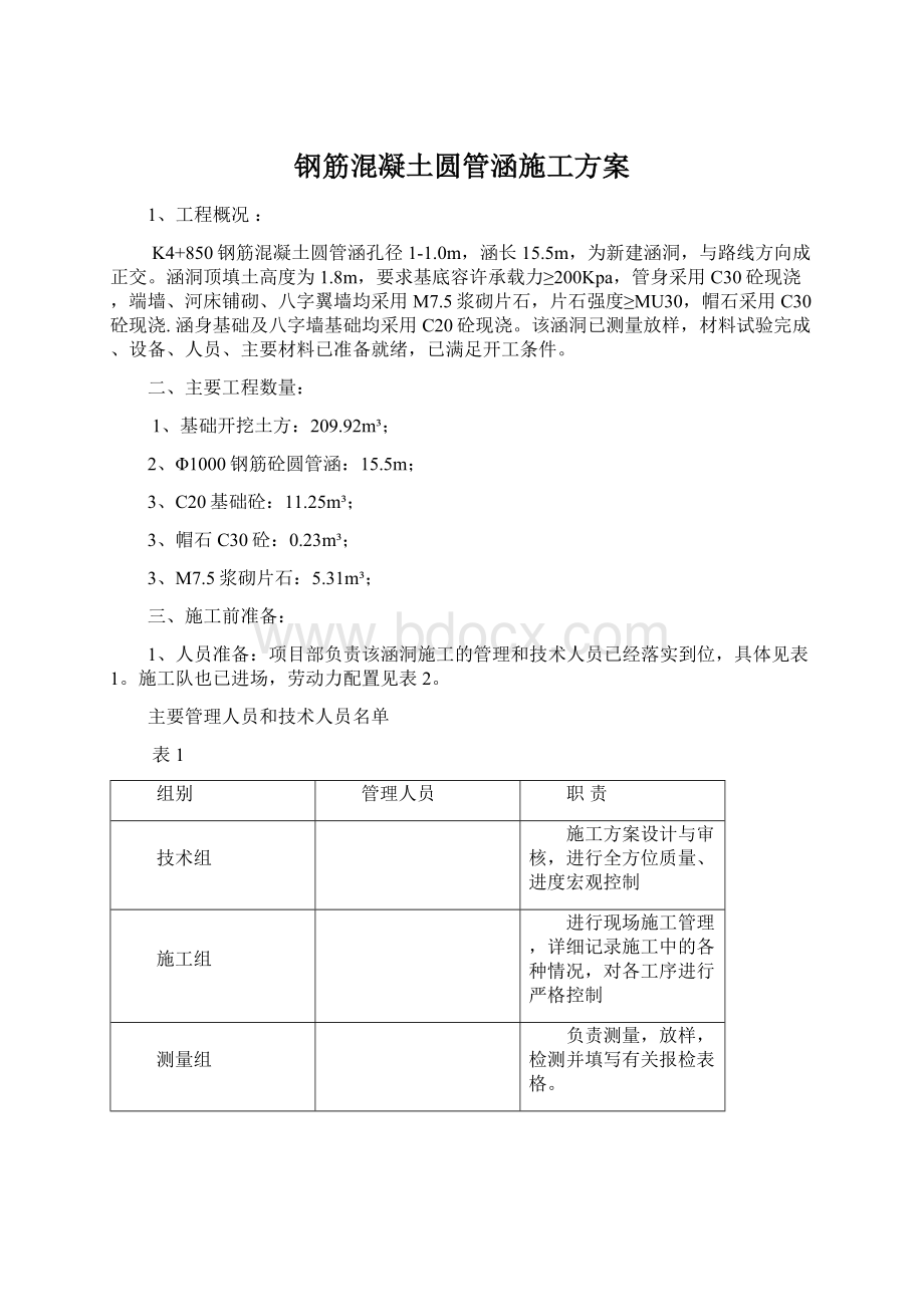 钢筋混凝土圆管涵施工方案.docx_第1页