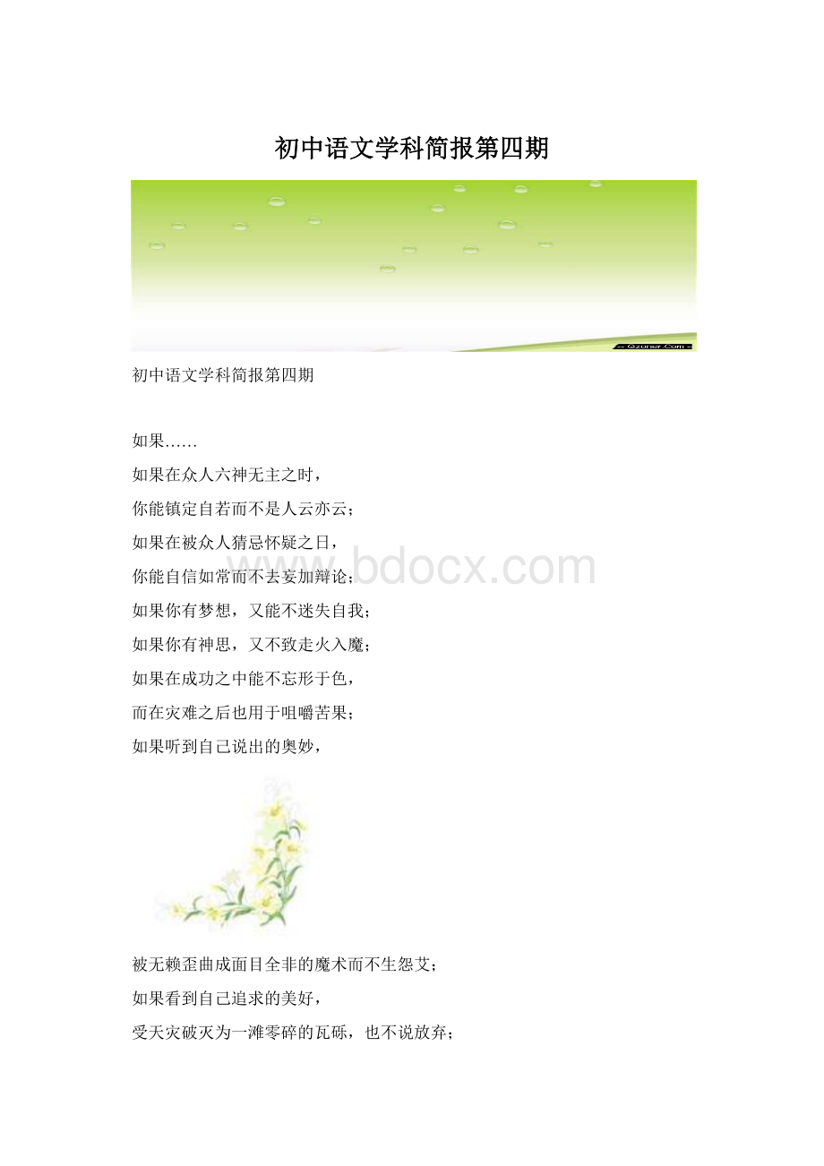 初中语文学科简报第四期Word格式文档下载.docx_第1页