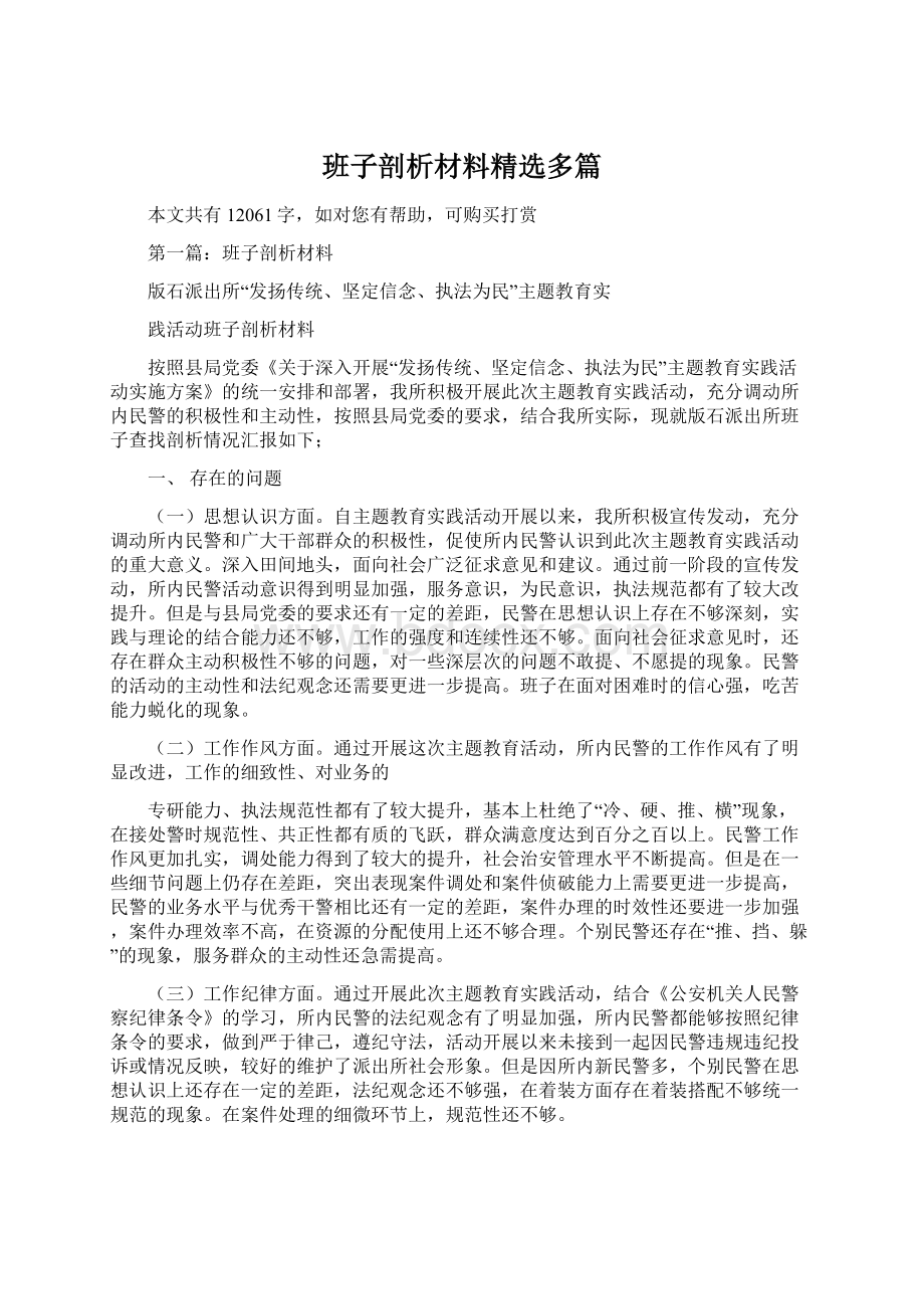 班子剖析材料精选多篇Word格式文档下载.docx