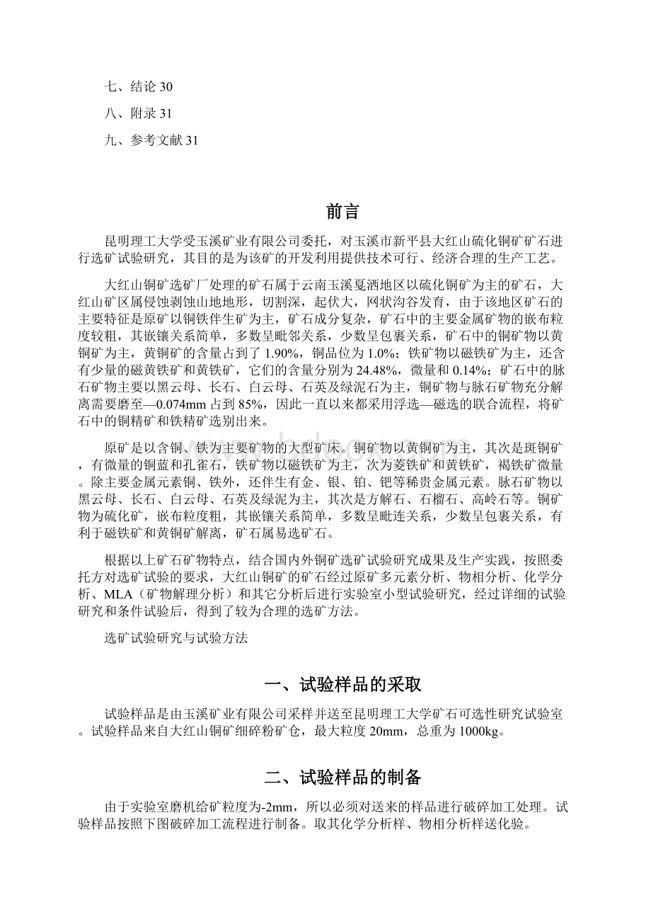 精品大红山铜矿矿石可选性可研报告文档格式.docx_第2页