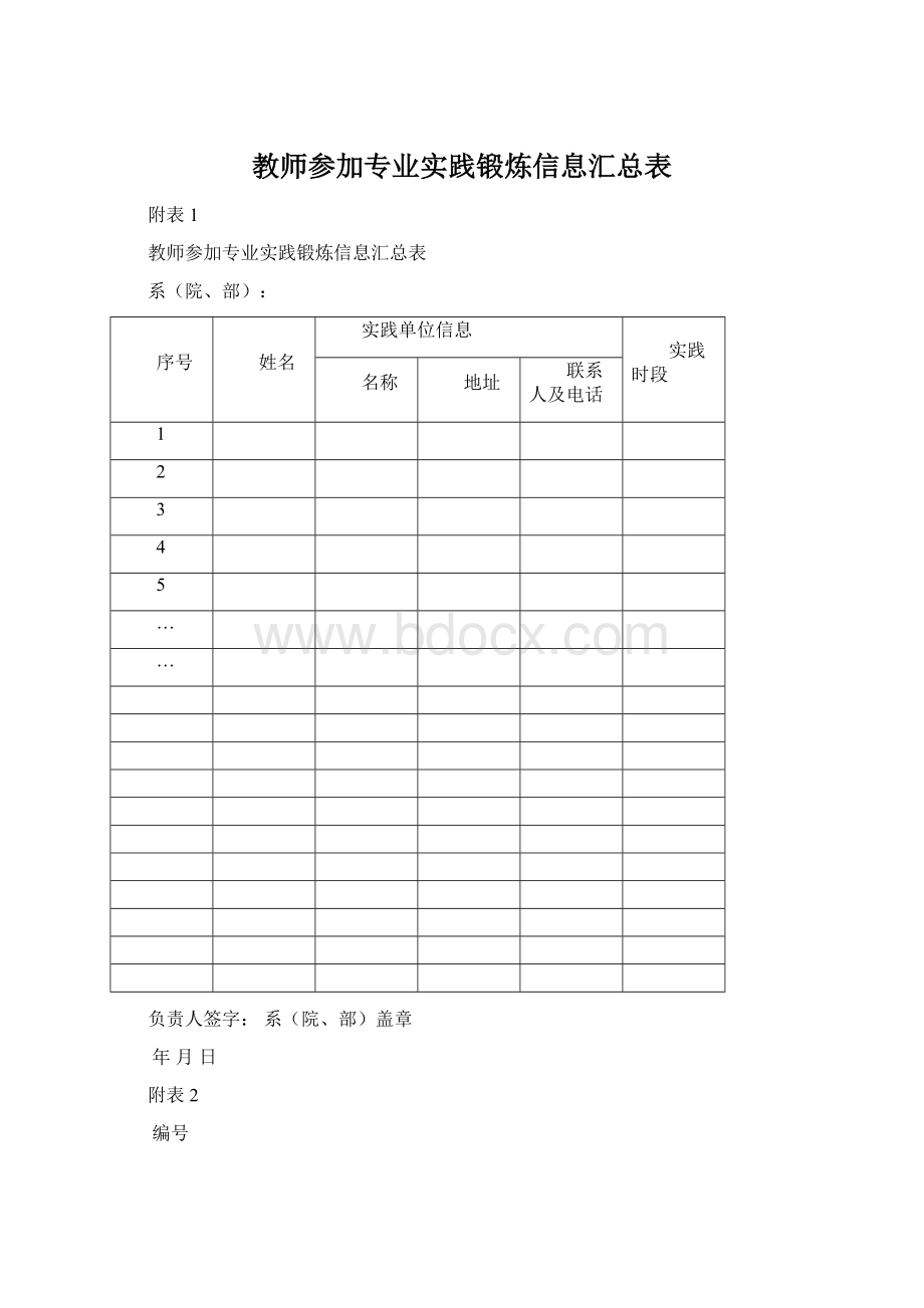 教师参加专业实践锻炼信息汇总表.docx_第1页