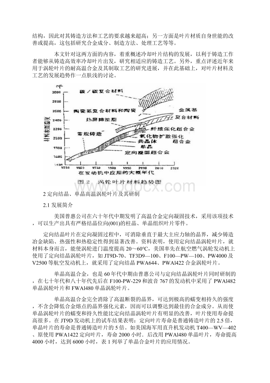 航空铸造涡轮叶片合金和工艺发展Word文档格式.docx_第2页