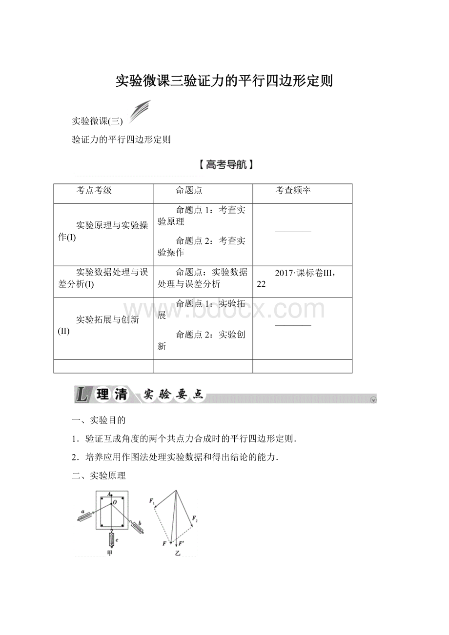 实验微课三验证力的平行四边形定则.docx