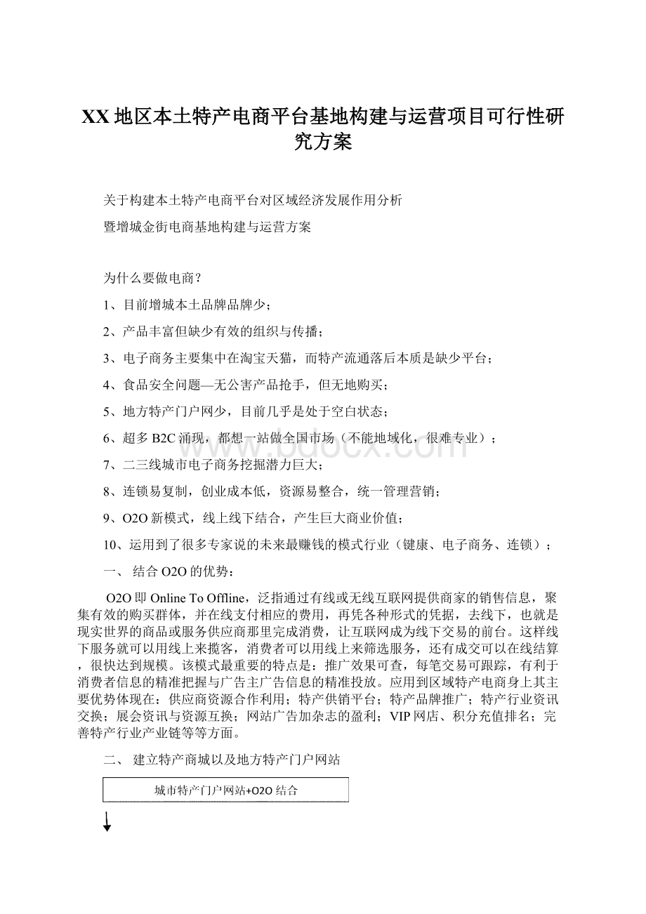 XX地区本土特产电商平台基地构建与运营项目可行性研究方案Word格式文档下载.docx