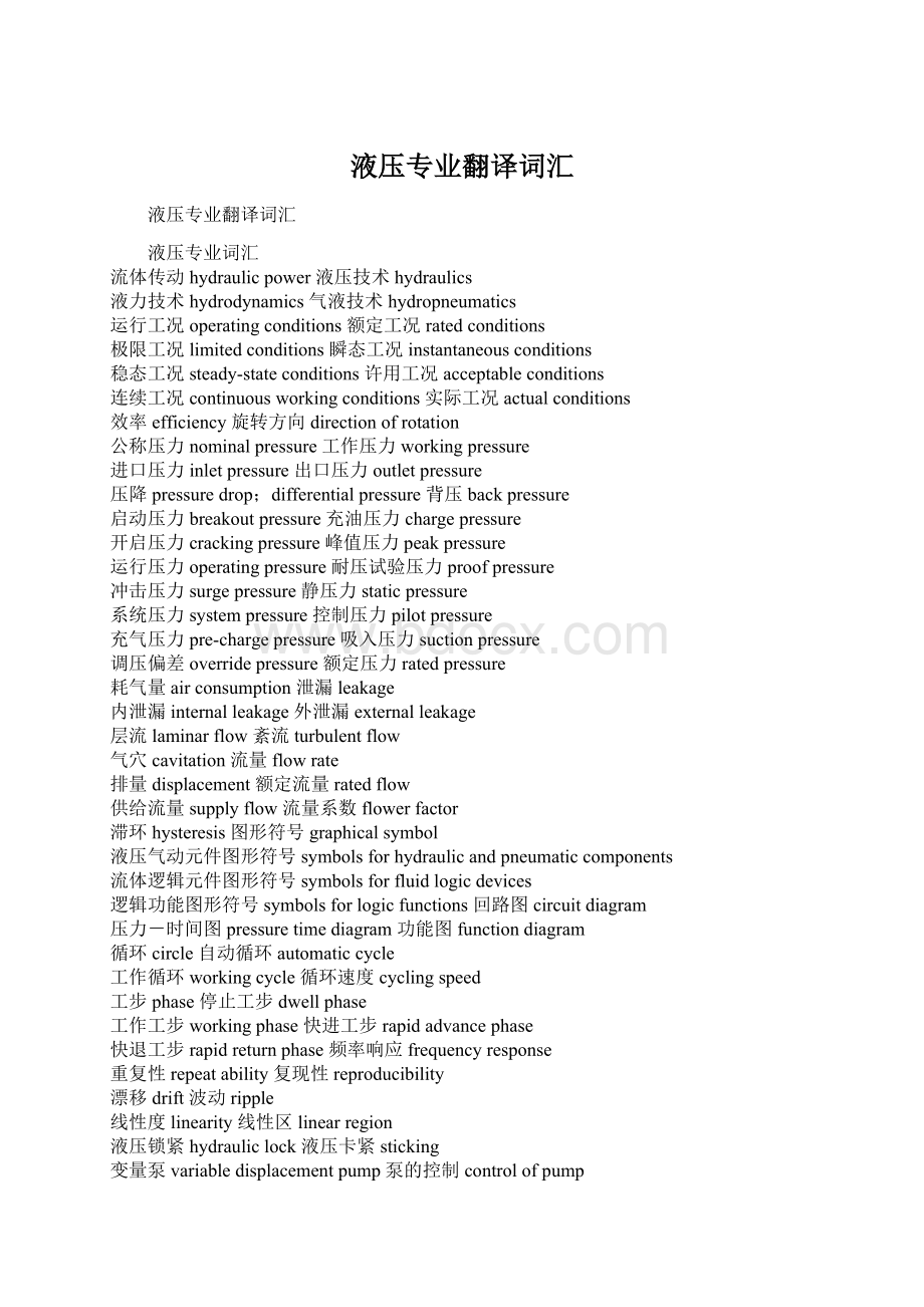 液压专业翻译词汇.docx_第1页