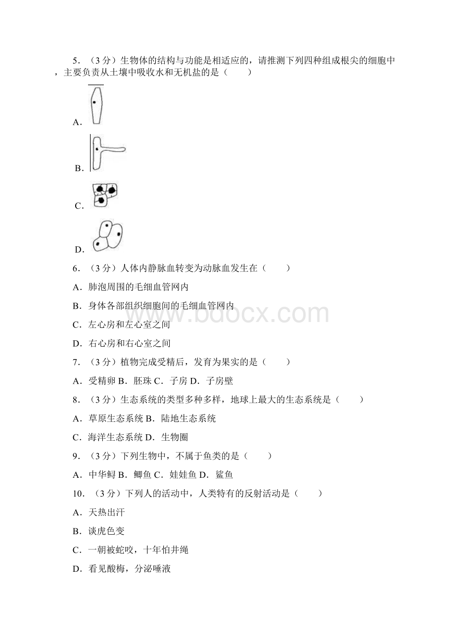 最新部编人教版生物《中考模拟检测试题》含答案解析.docx_第2页