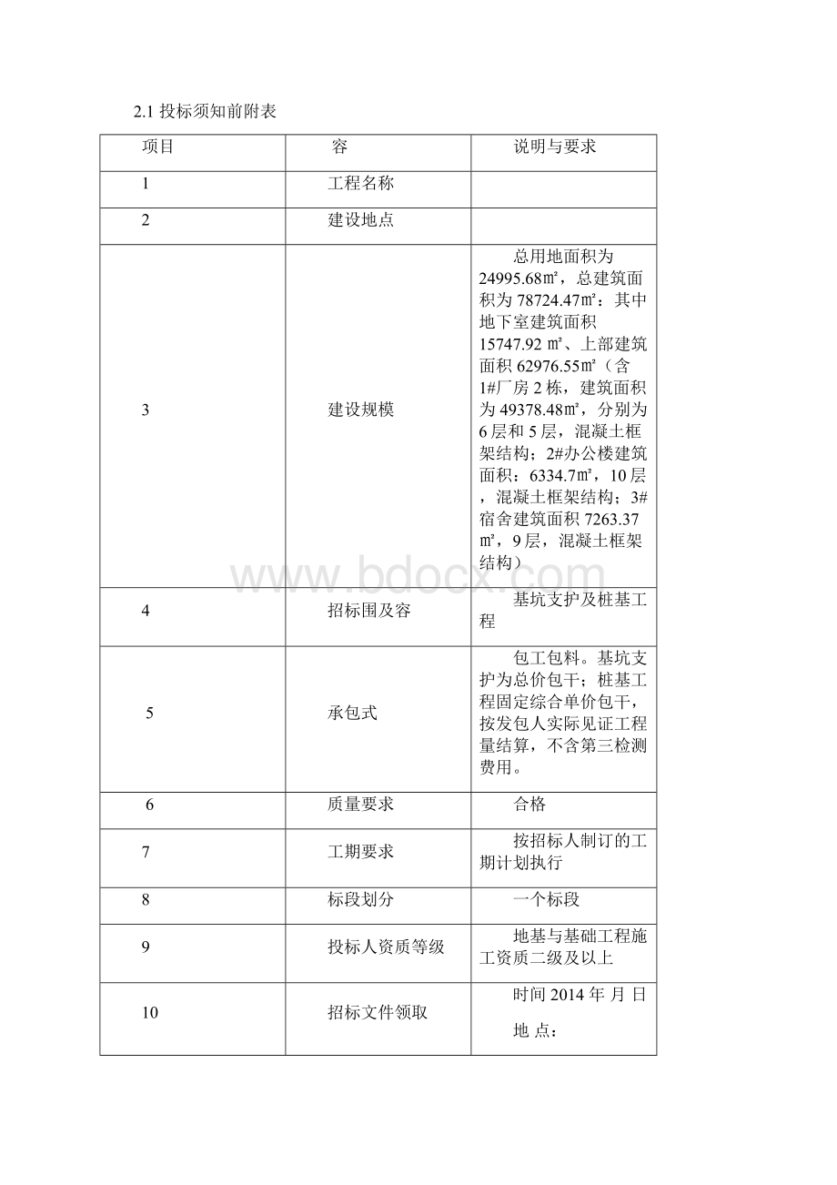 基坑支护及桩基工程专业分包招标文件Word格式文档下载.docx_第2页