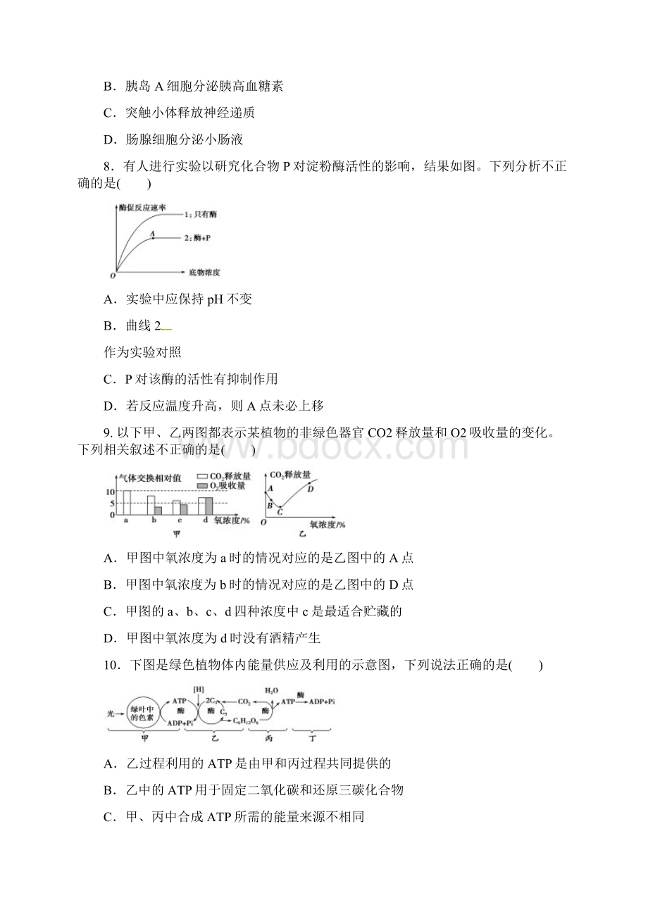 届甘肃省武威第十八中学高三上学期期末考试生物试题Word格式文档下载.docx_第3页