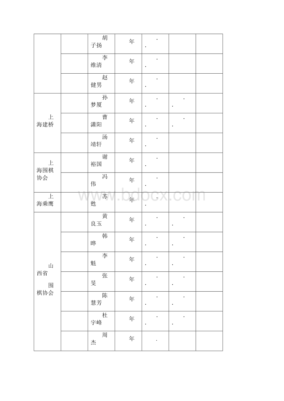 年中国围棋协会职业棋手注册情况表Word文档下载推荐.docx_第2页