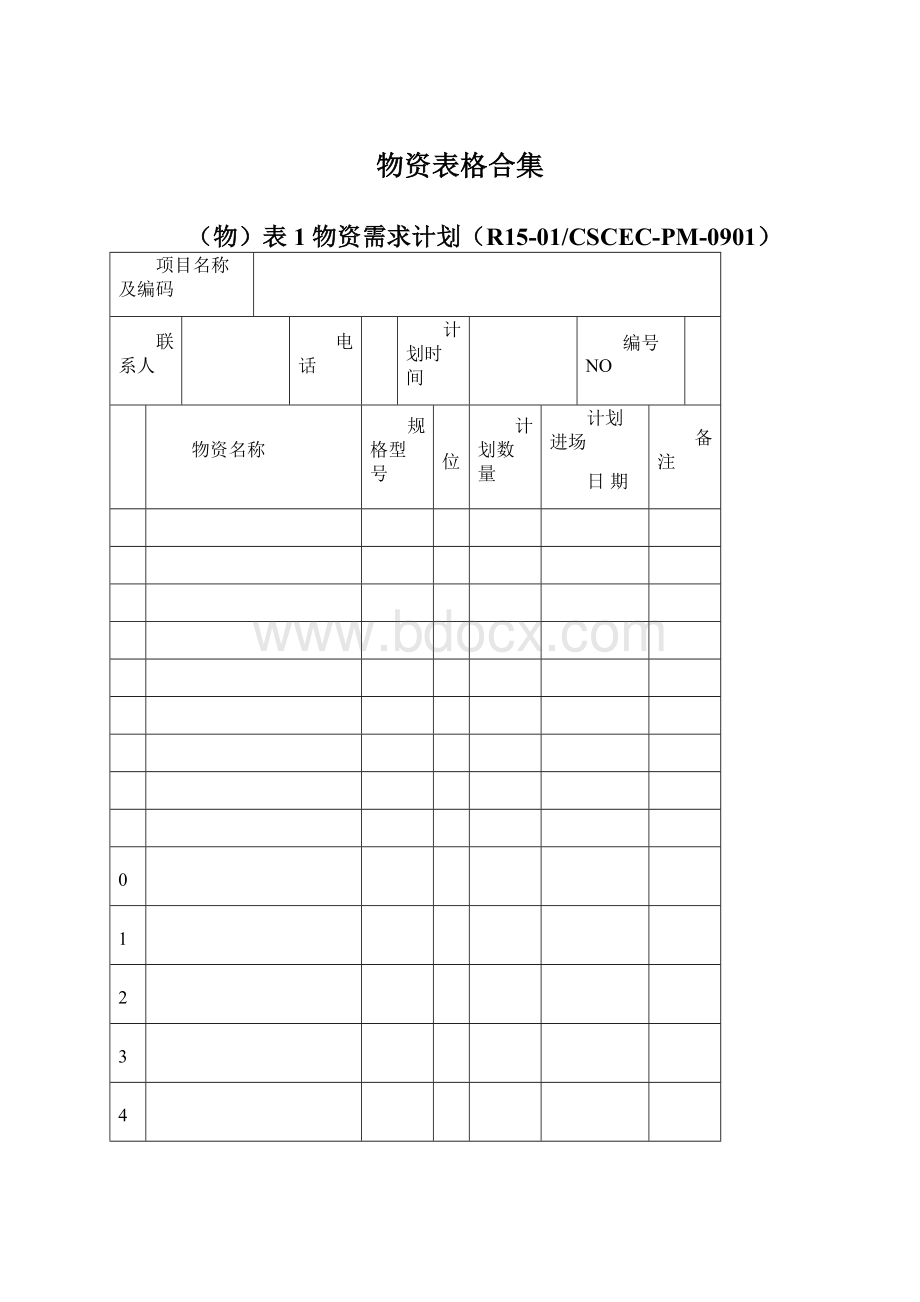 物资表格合集Word文件下载.docx