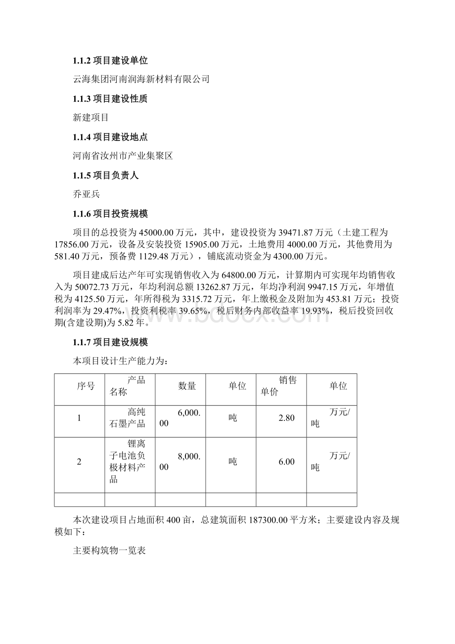 高纯石墨锂离子电池负极材料生产基地建设项目可行性研究报告.docx_第2页