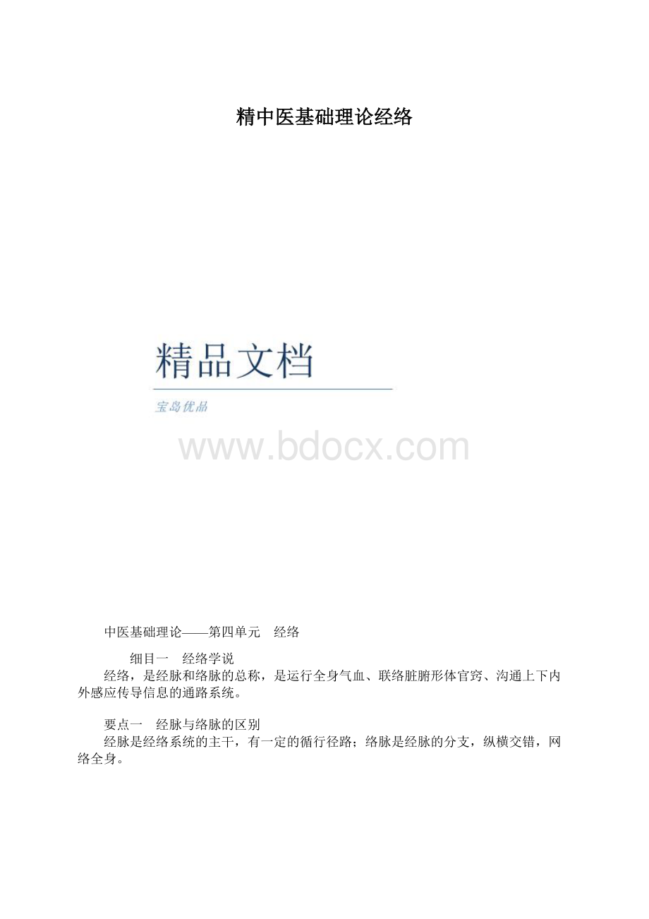 精中医基础理论经络Word下载.docx