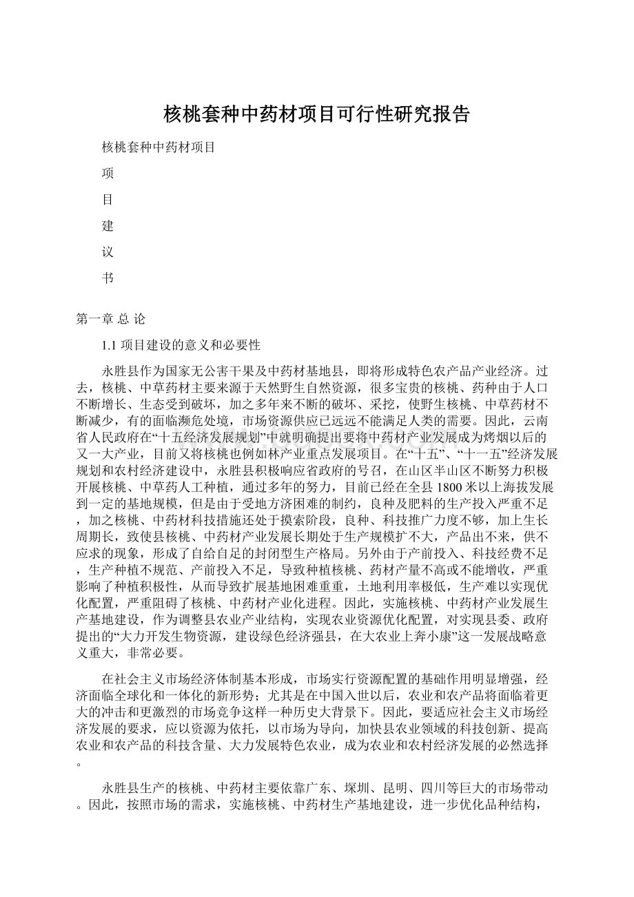 核桃套种中药材项目可行性研究报告.docx