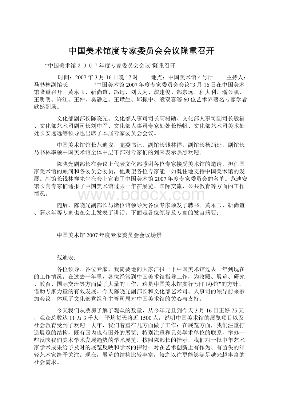 中国美术馆度专家委员会会议隆重召开Word格式.docx_第1页