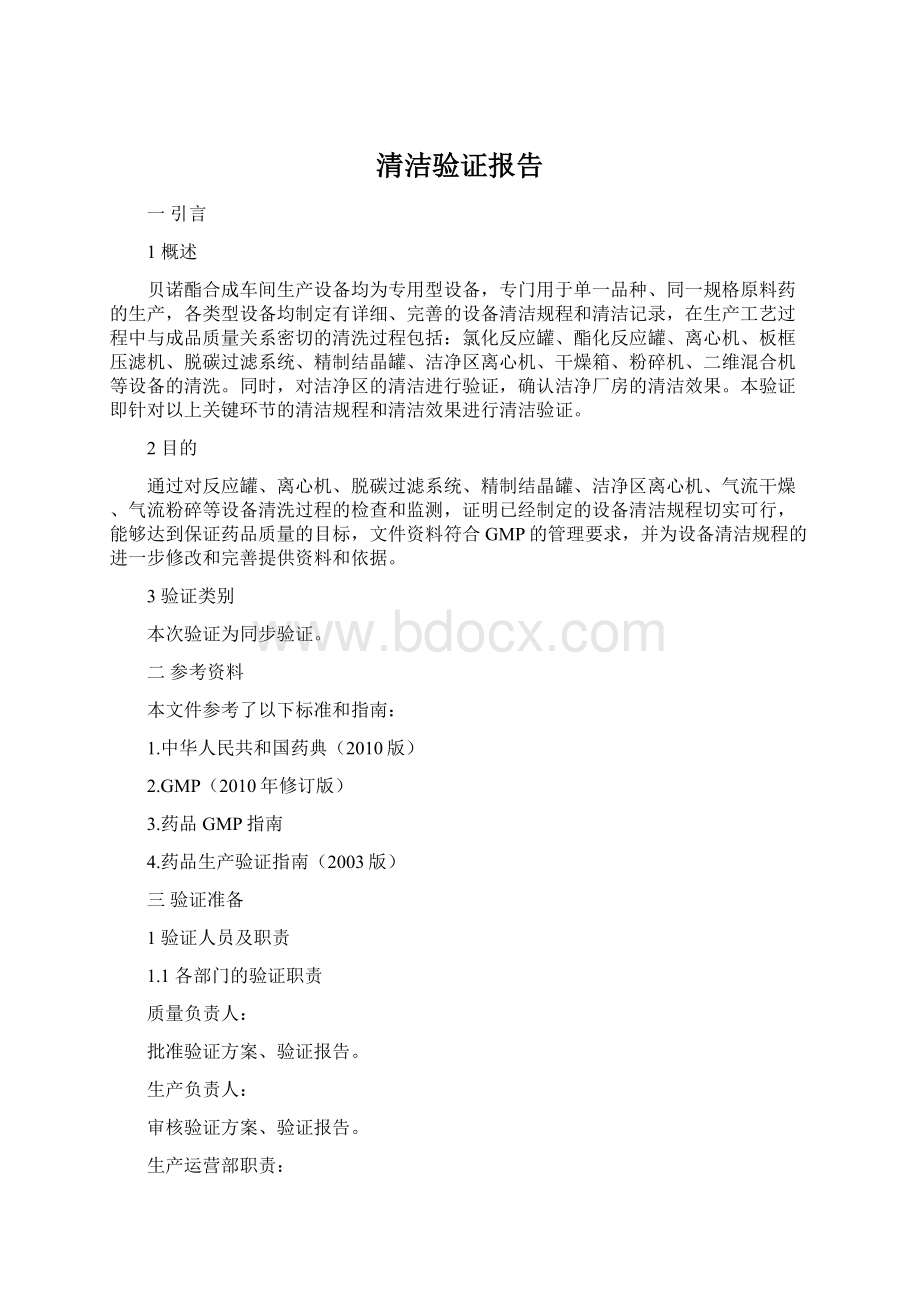 清洁验证报告文档格式.docx