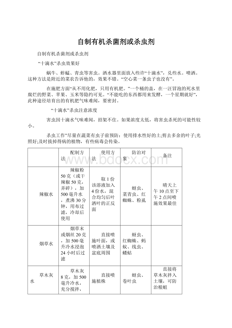 自制有机杀菌剂或杀虫剂Word文件下载.docx_第1页