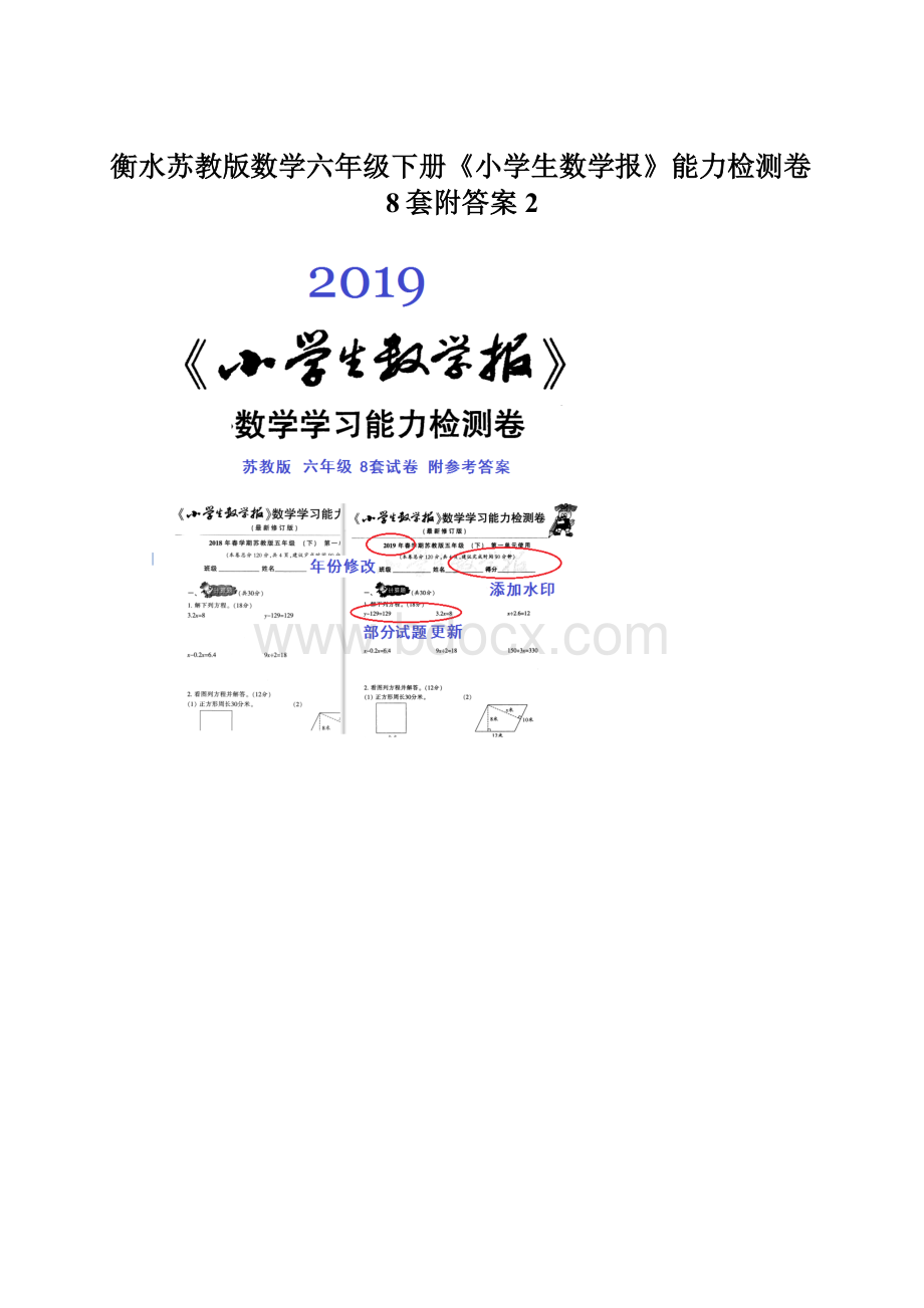 衡水苏教版数学六年级下册《小学生数学报》能力检测卷8套附答案2.docx