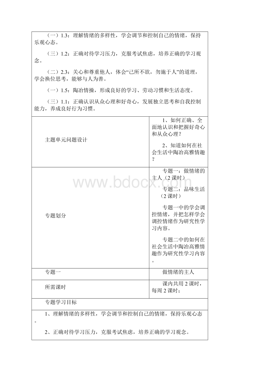 最新初中思想品德《过富有情趣的生活》单元教学设计思维导图4 精品.docx_第3页