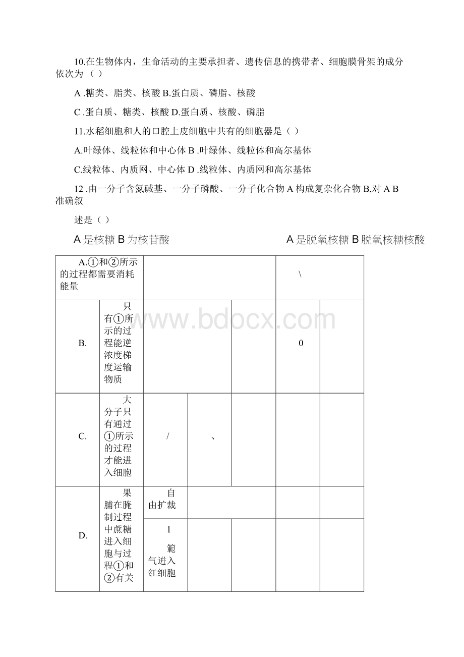 淄博市学年高一生物月考试题.docx_第2页