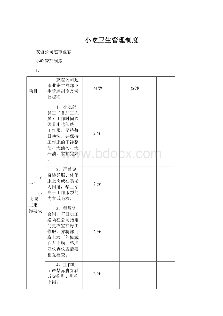 小吃卫生管理制度Word格式.docx