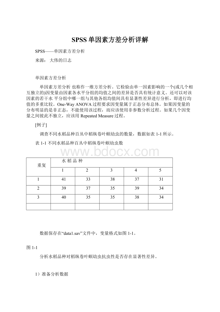 SPSS单因素方差分析详解.docx