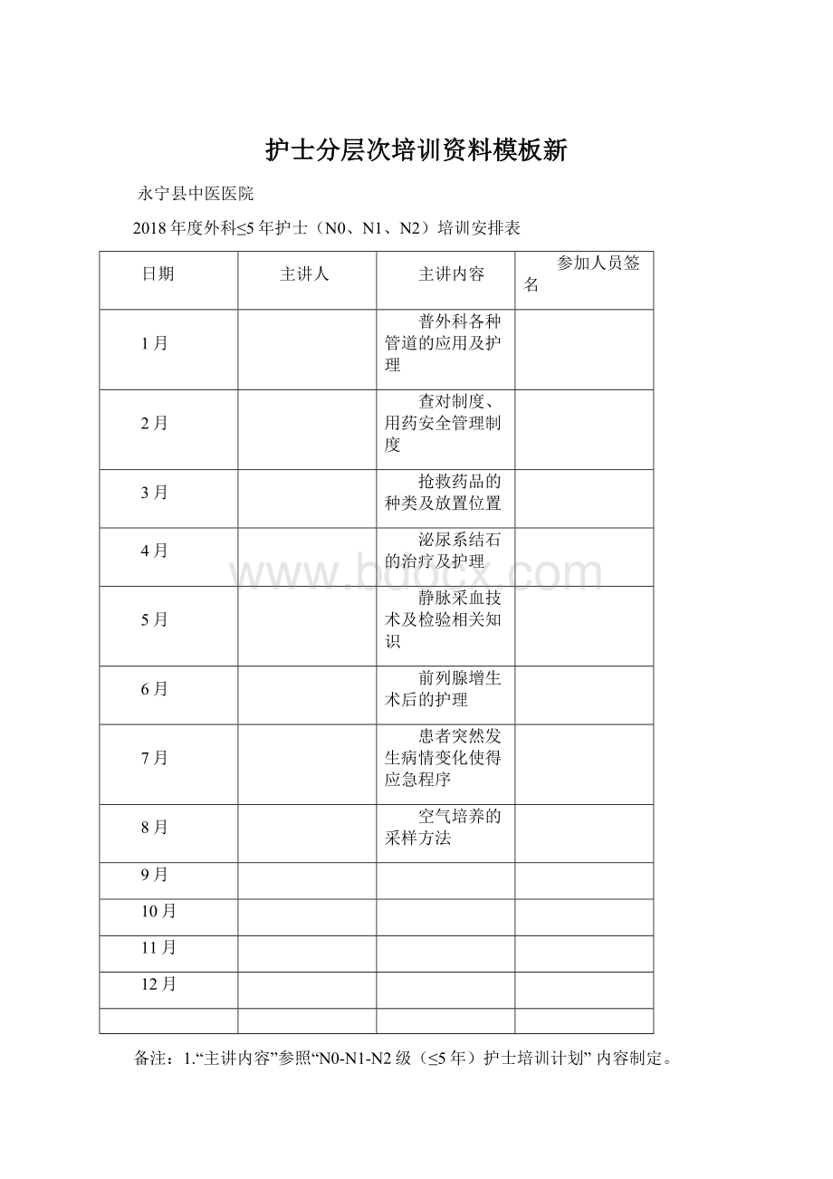 护士分层次培训资料模板新Word下载.docx