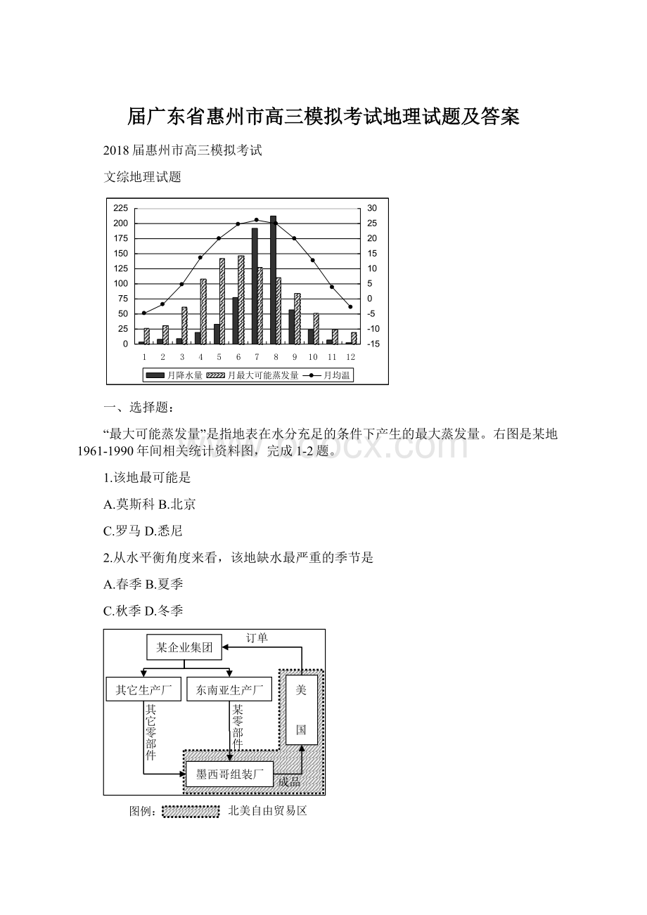 届广东省惠州市高三模拟考试地理试题及答案.docx_第1页