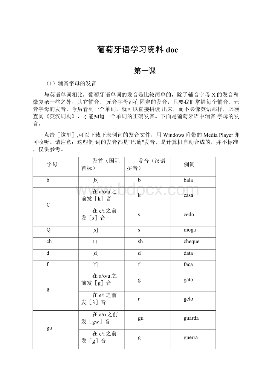 葡萄牙语学习资料doc.docx