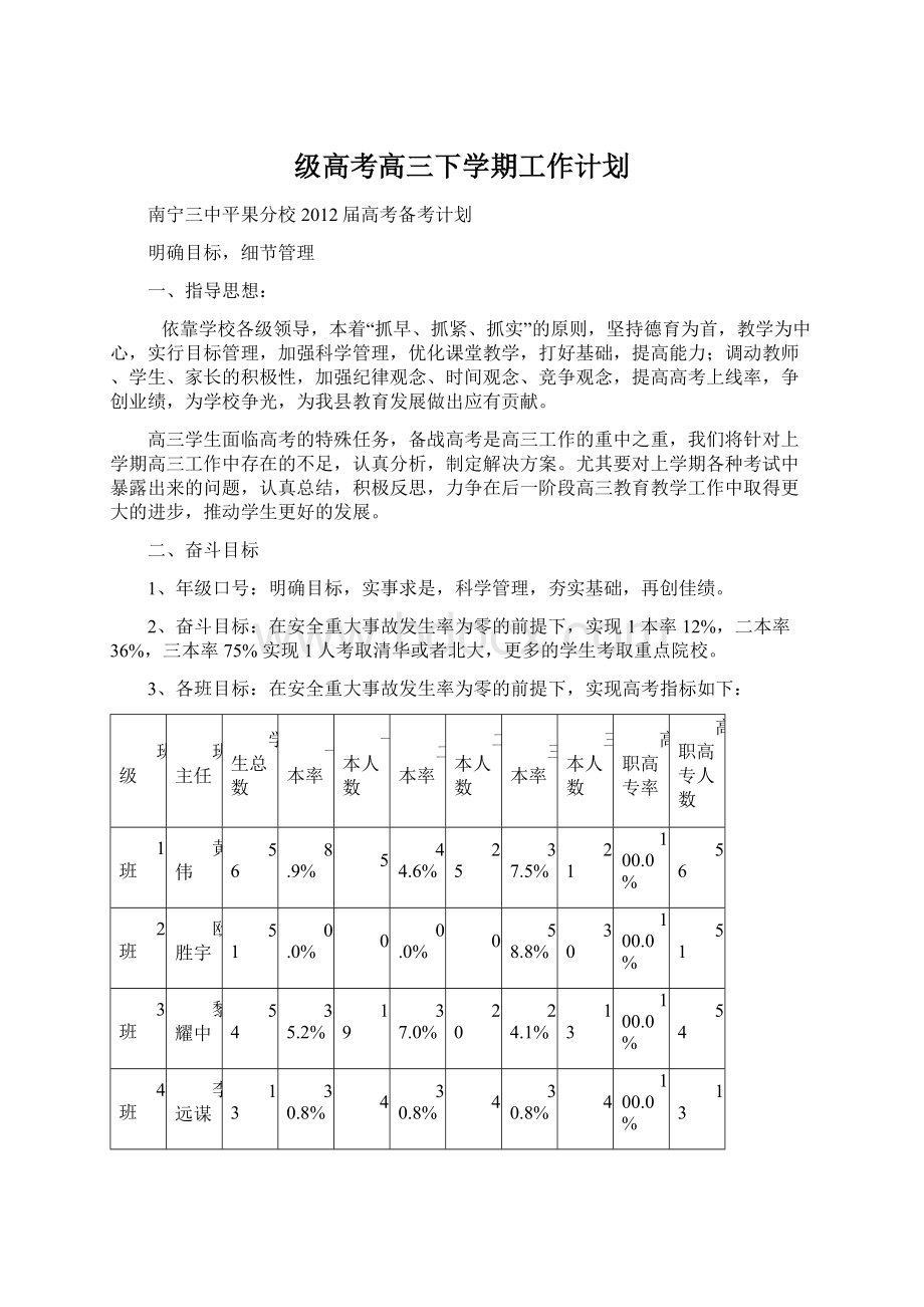 级高考高三下学期工作计划.docx