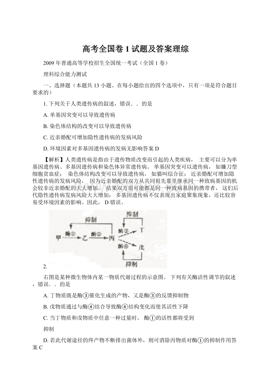 高考全国卷1试题及答案理综.docx