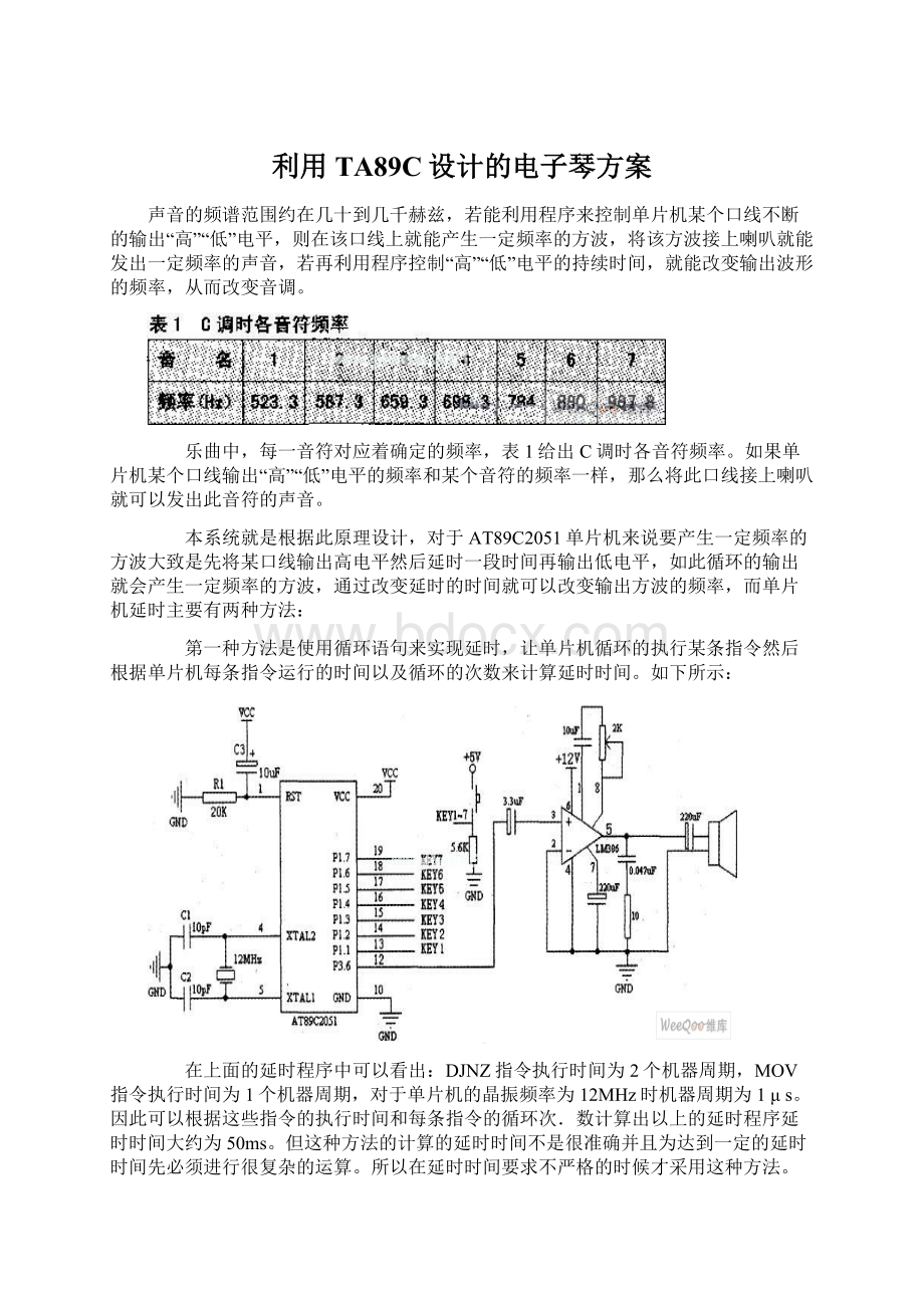 利用TA89C设计的电子琴方案.docx