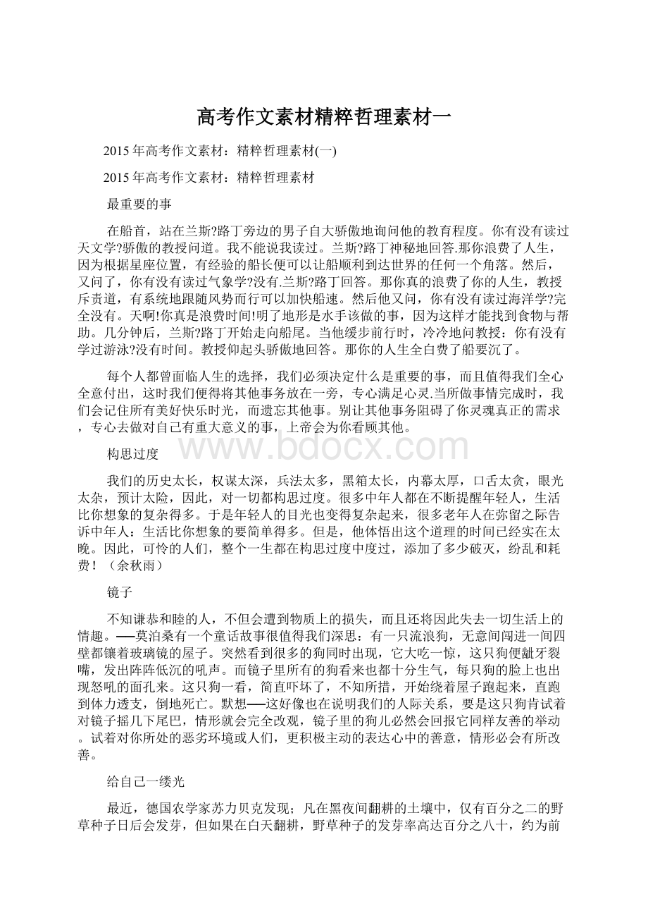 高考作文素材精粹哲理素材一文档格式.docx