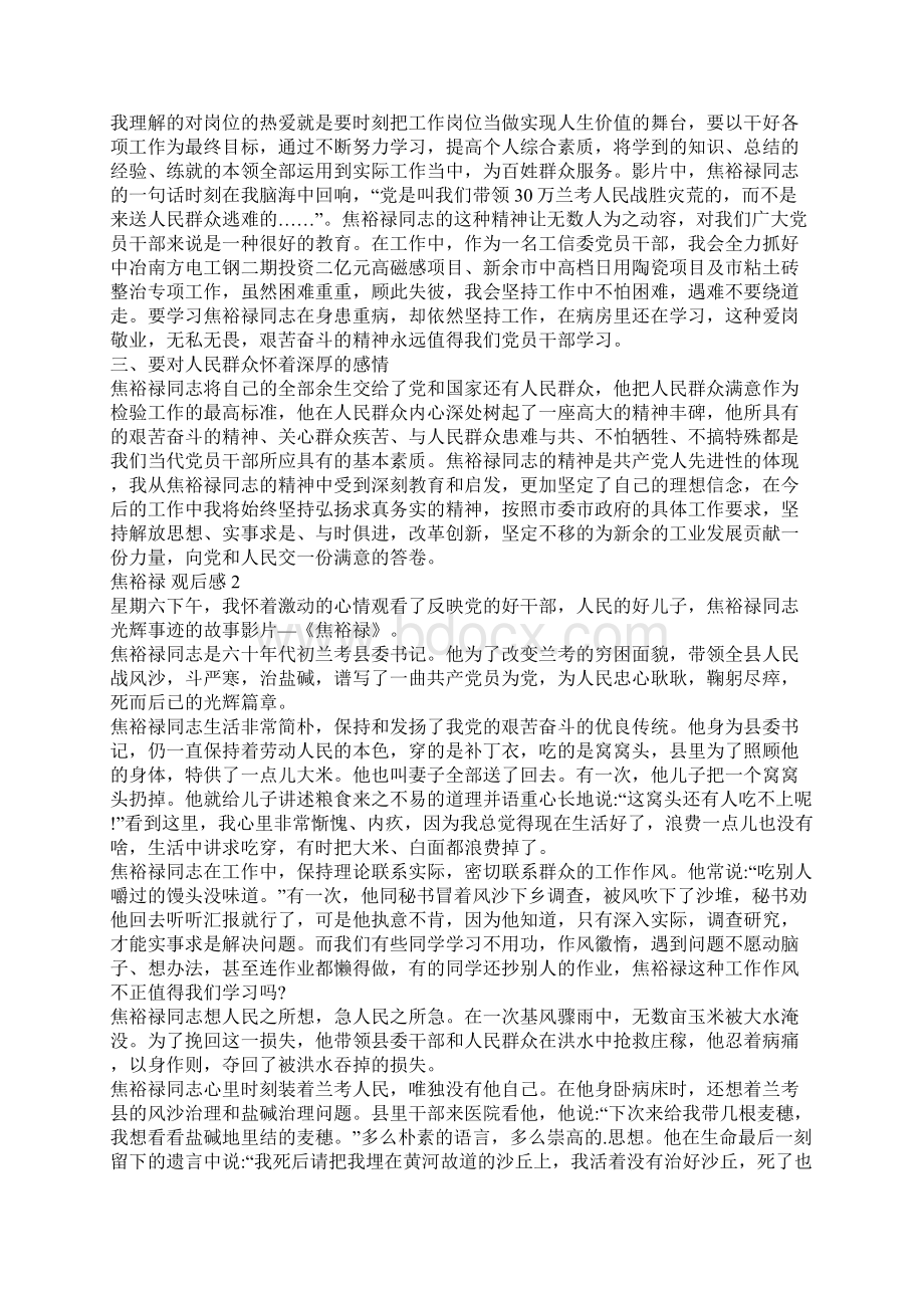 焦裕禄观后感范文五篇600字.docx_第2页