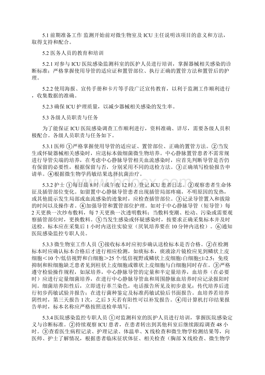 重症监护室ICU医院感染监测方案00Word文档下载推荐.docx_第2页