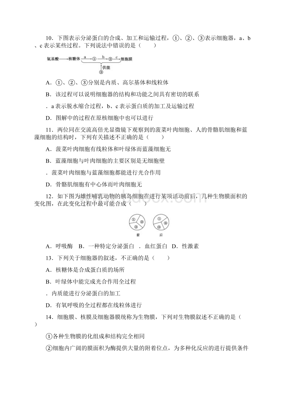 精品细胞膜和细胞器检测题及答案Word文档下载推荐.docx_第3页